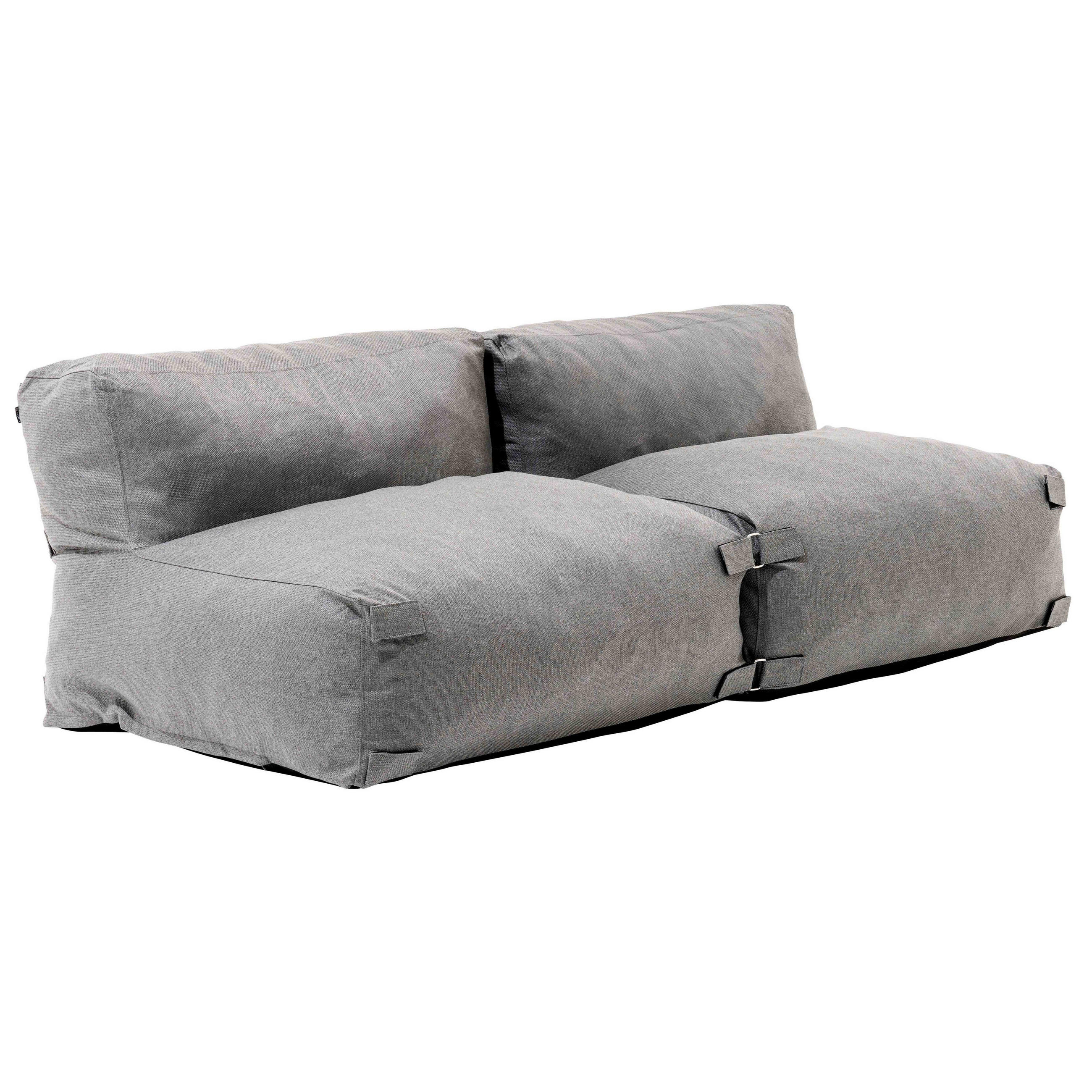 GARTENSOFA mit 2 Sitzplätzen, Grau - Grau, Textil - Oviala