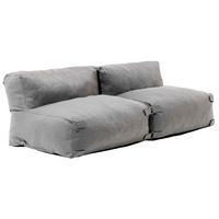 GARTENSOFA mit 2 Sitzplätzen, Grau - Grau, Textil - Oviala