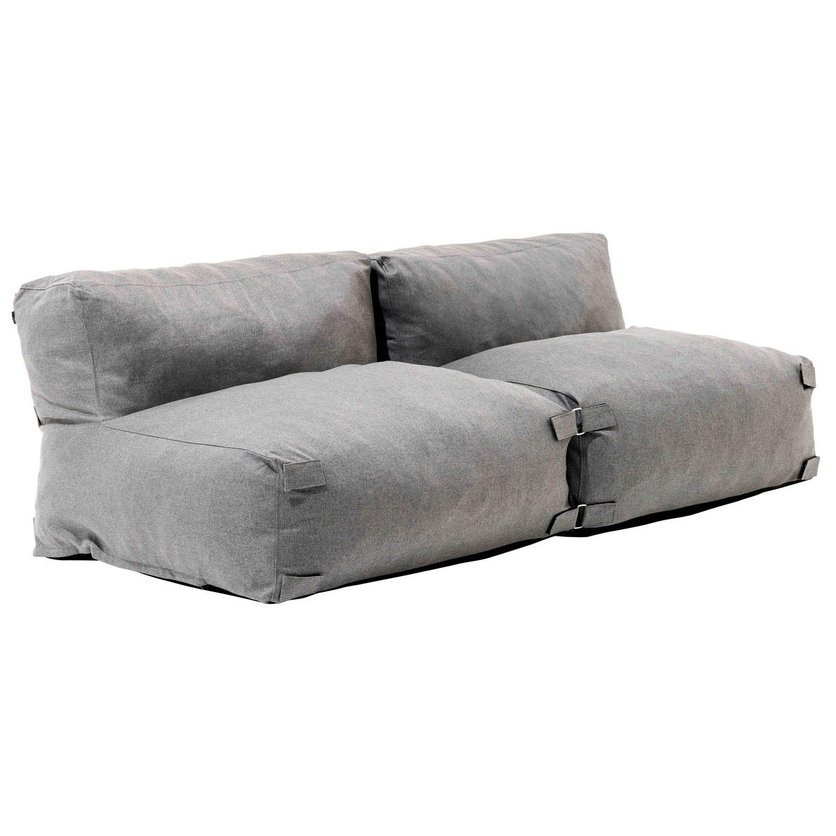 GARTENSOFA mit 2 Sitzplätzen, Grau - Grau, Textil - Oviala