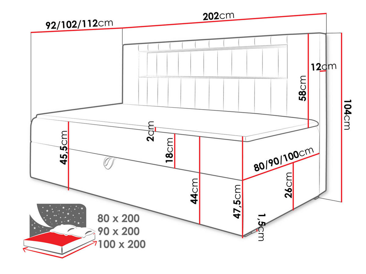 BOXBETT Gold Junior 2 - Blau/Weiß, Holz (100/200cm) - MIRJAN24