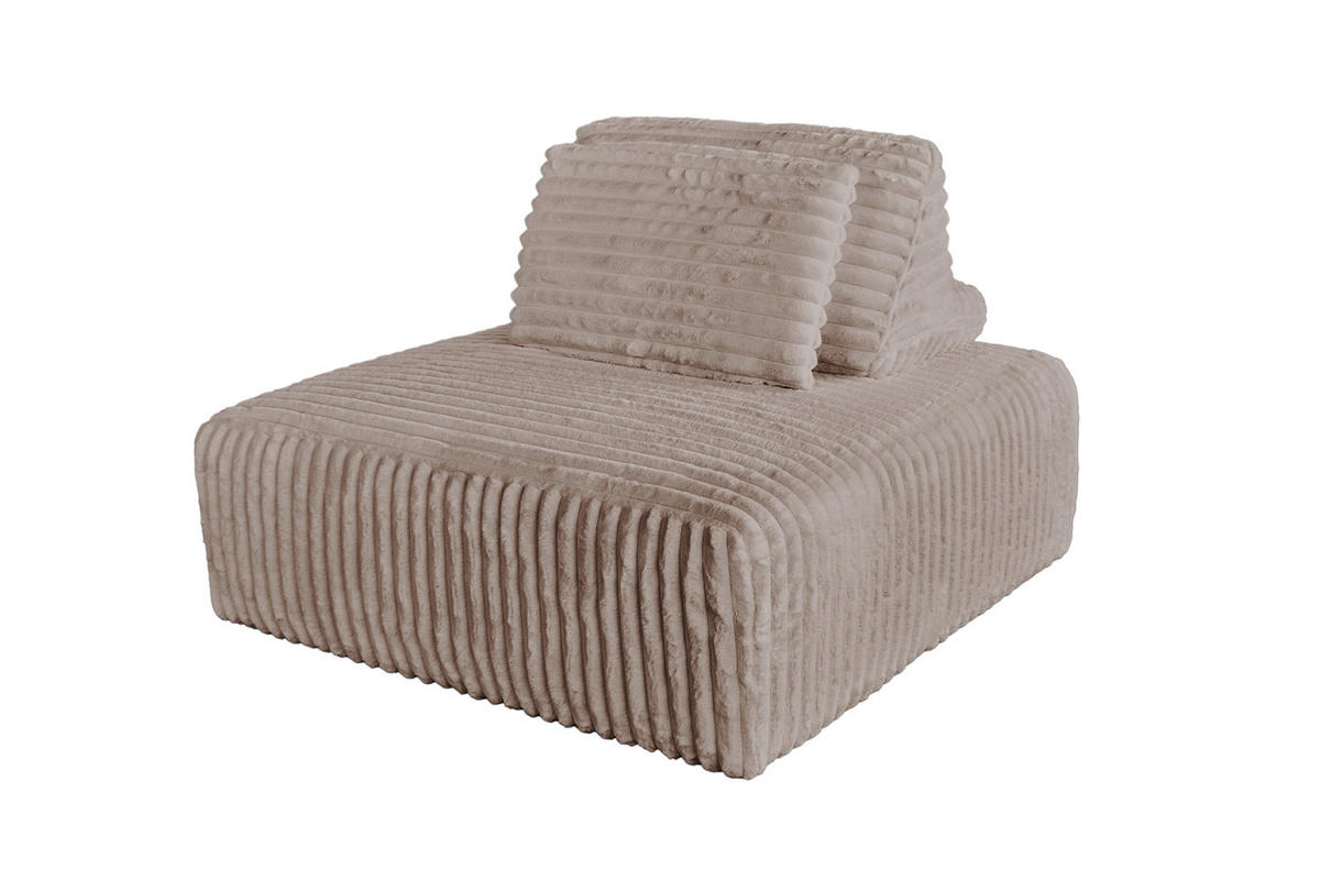 HOCKER MIT RÜCKENKISSEN WIOLO SOFT Taupe Cord - Taupe/Schwarz, Kunststoff/Textil (111/84/111cm) - KAWOLA