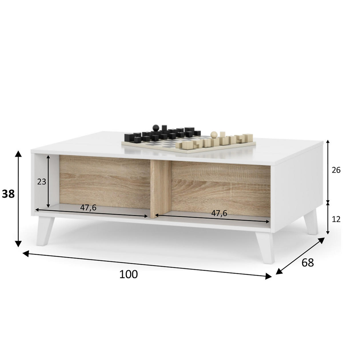 COUCHTISCH rechteckig Kira weiß - Honigeiche, Holzwerkstoff (38/100/68cm) - VS Venta-stock