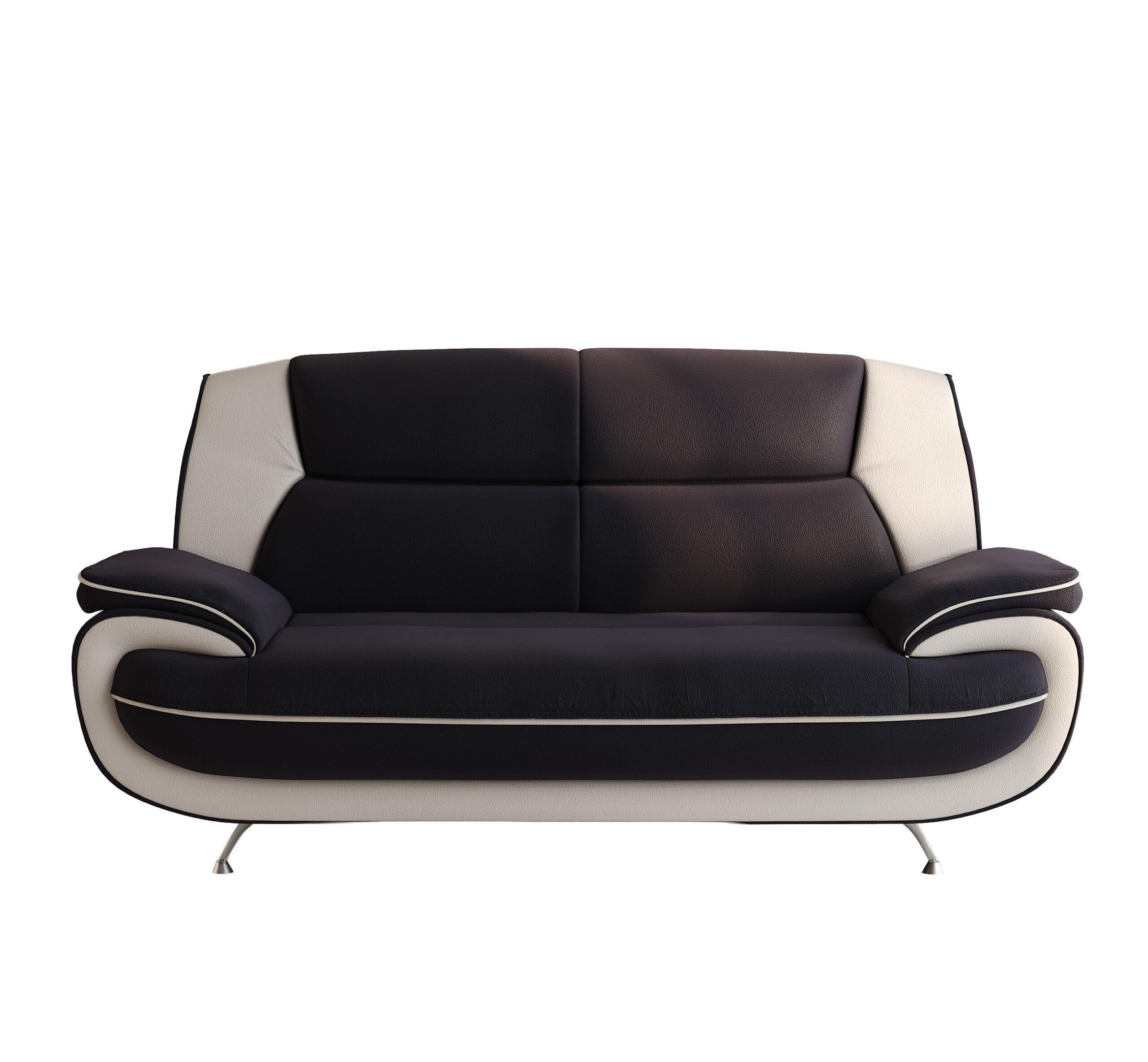 SOFA 2-Sitzer, Stoff Soft, Schwarz + Weiß, Palermo - Schwarz, Holz (168/89/87cm) - Kaiser Möbel