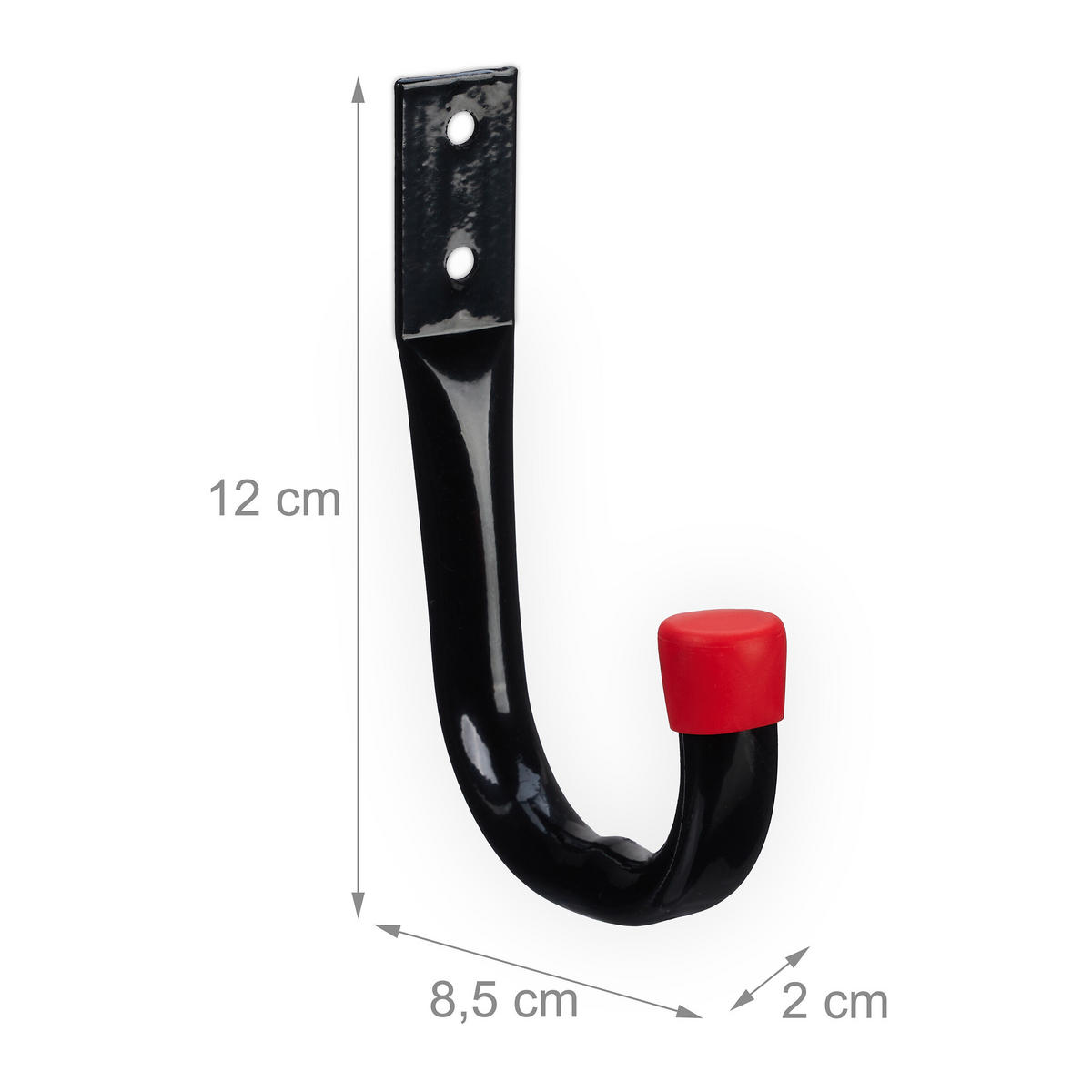 6XWANDHAKEN - Schwarz, Kunststoff/Metall (2/12/8.5cm) - Relaxdays