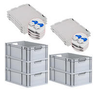 EUROBOX 5x Nextgen Economy Mit Scharnierdeckel Grau/BlauGriffe Offen 44 Liter - Blau, Kunststoff (40/22/60cm) - PROREGAL