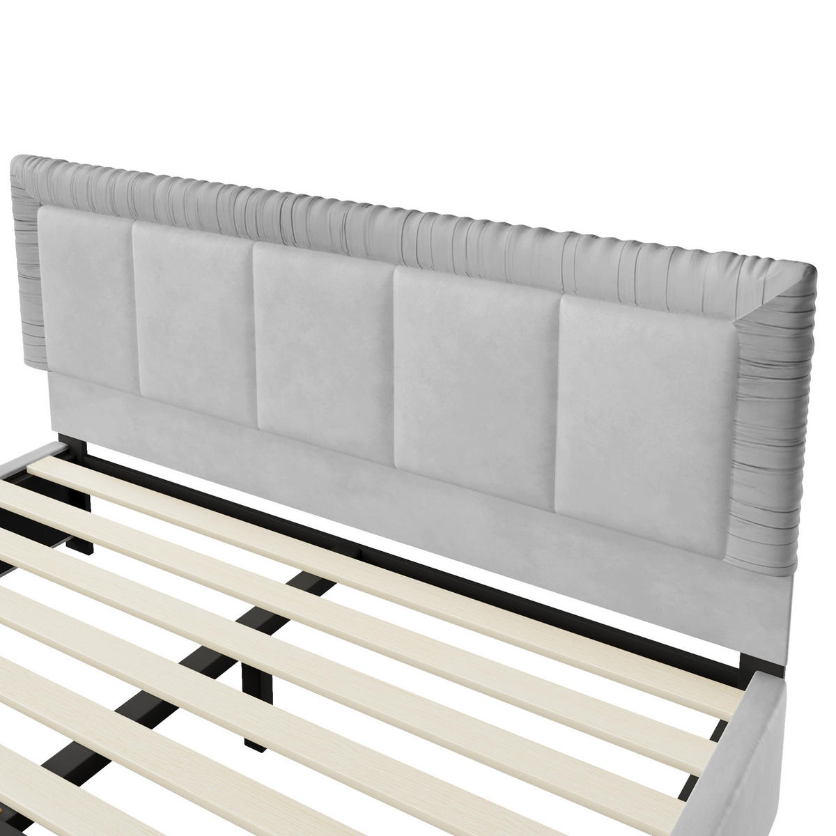 POLSTERBETT aus französischem Samt 180x200 cm Grau mit 2 Schubladen - Grau, Textil (180/200cm) - Modfu