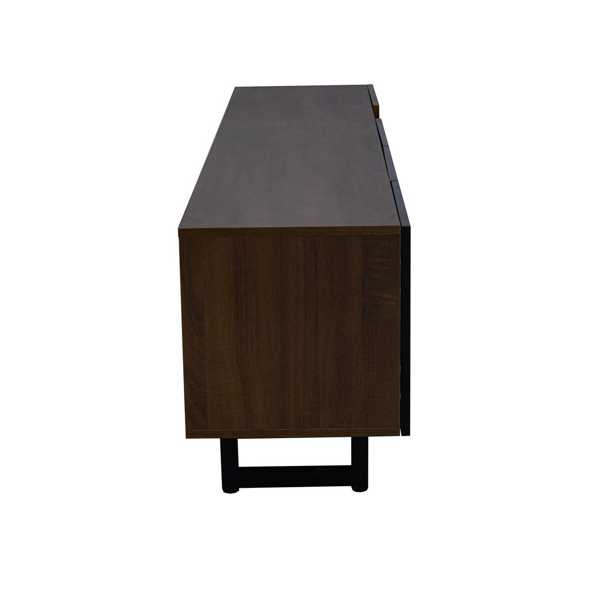 LOWBOARD 180/38/50 cm aus MDF mit Hochglanzfronten und grifflosem Türdesign Schwarz/Natur - Hellbraun, Holzwerkstoff (180/50/38cm) - Modenvie