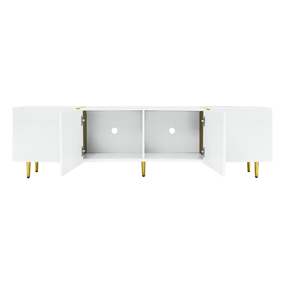 TV-SCHRANK 170/35/46 cm weiß Hochglanz mit vier Türen und Soft-Close-Scharniere - Weiß, Holzwerkstoff (170/46/35cm) - OKWISH