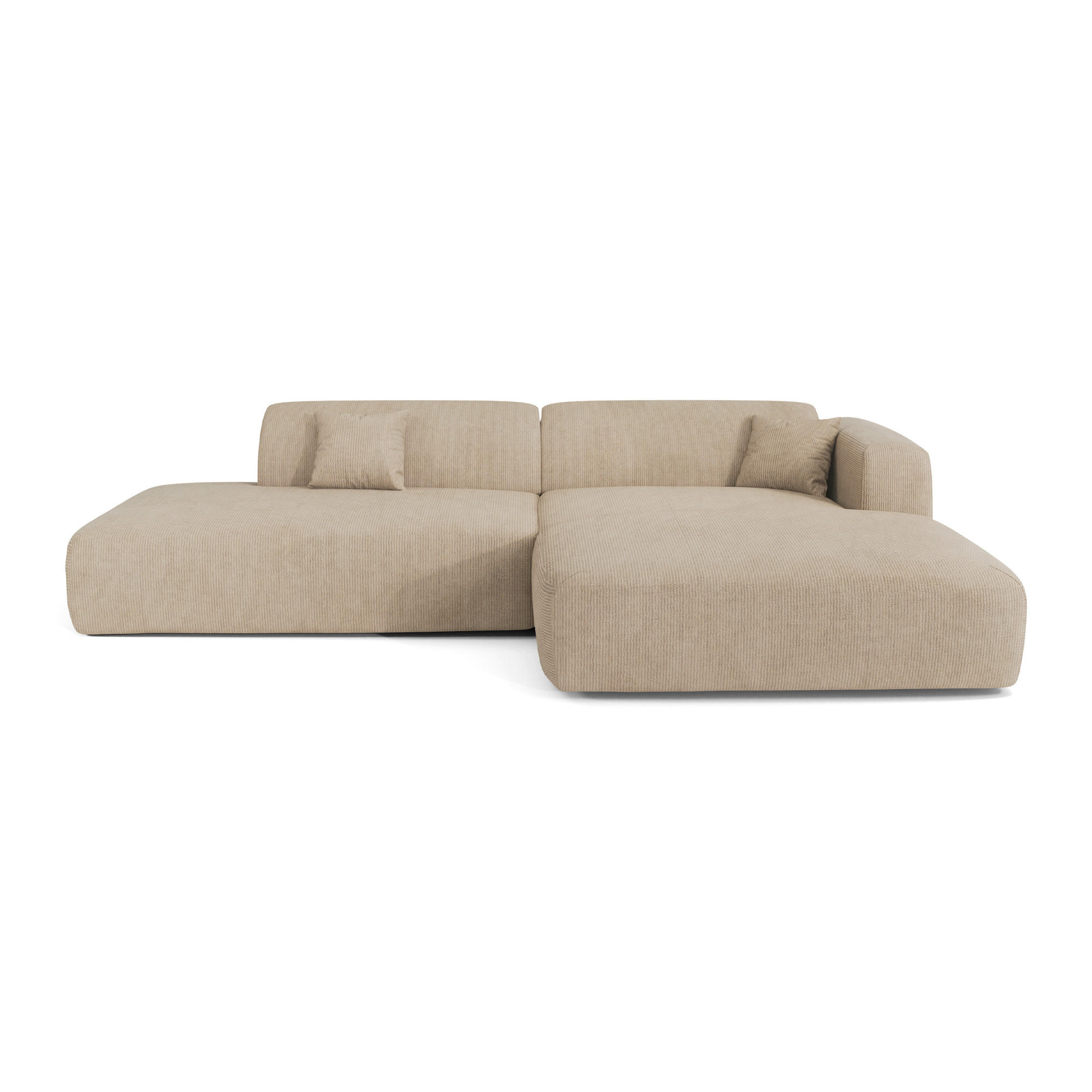 ECKSOFA RECHTS Gerippter Samt Beige 310cm - Beige, Textil (300/96cm) - Sia Home