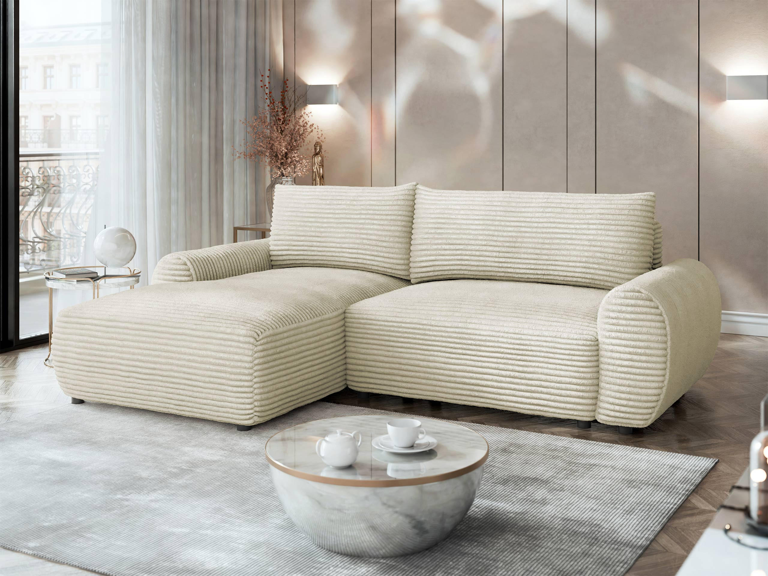 ECKSOFA Bello, Seite: Links - Schwarz/Naturfarben, Holz/Kunststoff (267/177cm) - MIRJAN24