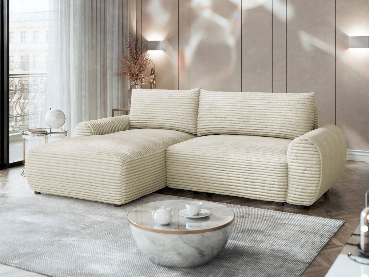ECKSOFA Bello, Seite: Links - Schwarz/Naturfarben, Holz/Kunststoff (267/177cm) - MIRJAN24
