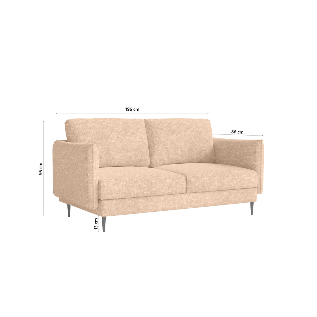 SOFA Koge Ohne Schlaffunktion, Rose - Rosa, Textil (196/95/86cm) - Fedve