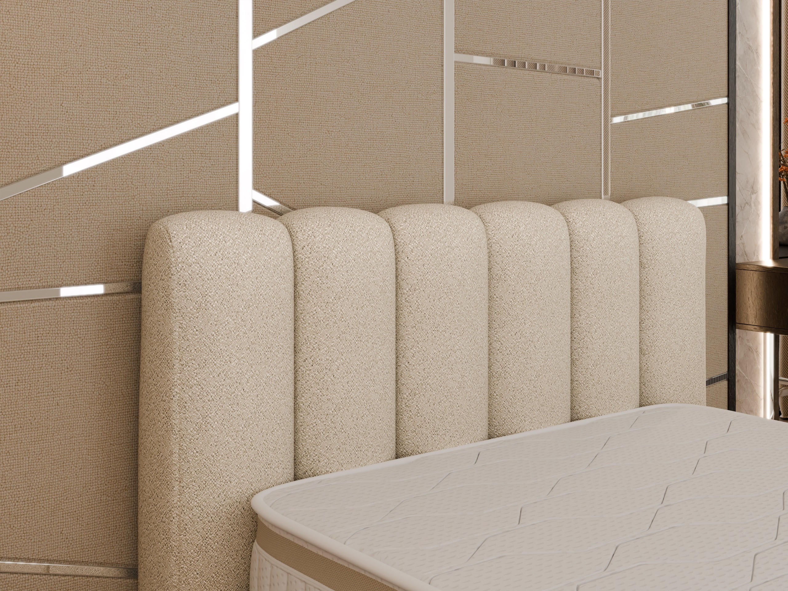 POLSTERBETT Zaira 140x200cm – Elegantes Polsterbett für modernen Wohnstil , ohne matratze, beige - Beige, Holz (140/200cm) - Panda Möbel