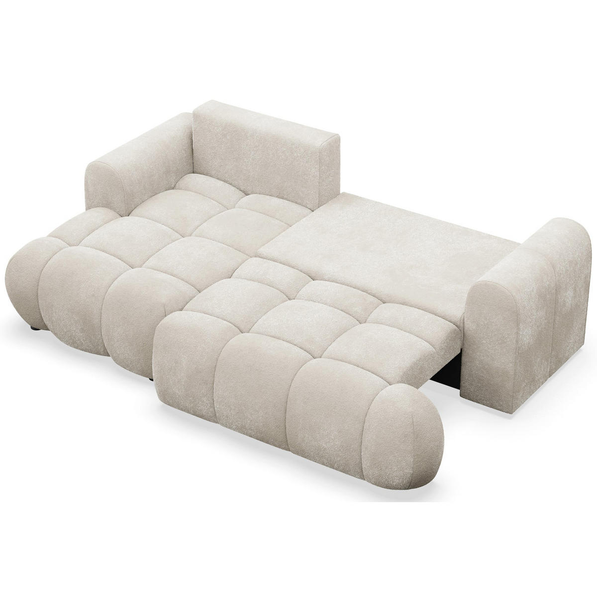 ECKSOFA Ombo Mini, Creme Plüsch, linksseitig - Creme/Schwarz, Kunststoff/Textil (246/155cm) - Selsey