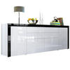 SIDEBOARD La Paz Weiß Hochglanz / Schwarz Hochglanz - Weiß Hochglanz/Schwarz, Holzwerkstoff (200/72/35cm) - Vladon
