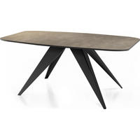 ESSTISCH Foster rechteckig ausziehbar, Dunkelgrauer Chicago Beton 180-218/90/76 cm - Dunkelgrau/Schwarz, Holzwerkstoff/Metall (180/90/76cm) - WFL GROUP