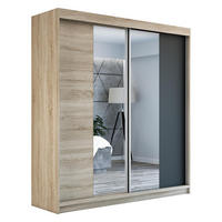 SCHWEBETÜRENSCHRANK 120 CM NEO Farbe: Sonoma / sonoma / schwarz - Schwarz/Braun, Holzwerkstoff (120/215/59.5cm) - A&J MöbelLand