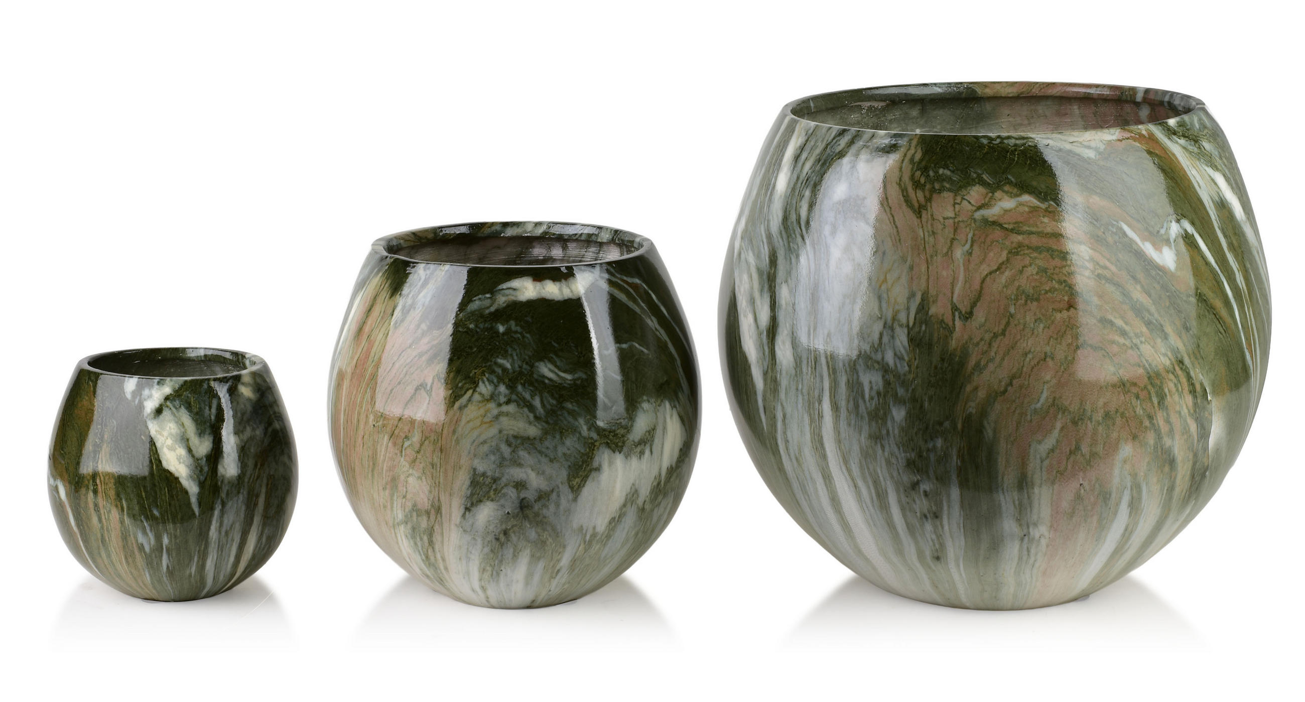 BLUMENTOPF Neva 3er Set Grün 42.5/42.5/39 cm Keramik - Grün, Keramik (42.5/39/42.5cm) - Mondex