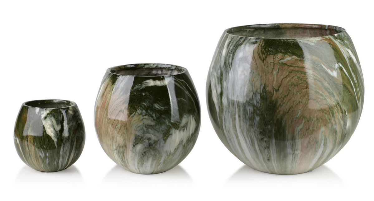 BLUMENTOPF Neva 3er Set Grün 42.5/42.5/39 cm Keramik - Grün, Keramik (42.5/39/42.5cm) - Mondex