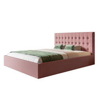 BETT 90x200 - Polsterbett mit Bettkasten und Metallrahmen - Modern Betten - Weicher Jasminstoff - Kollektion Rio, Rosa - Pink, Holz/Textil (90/200cm) - Alpi-Möbel