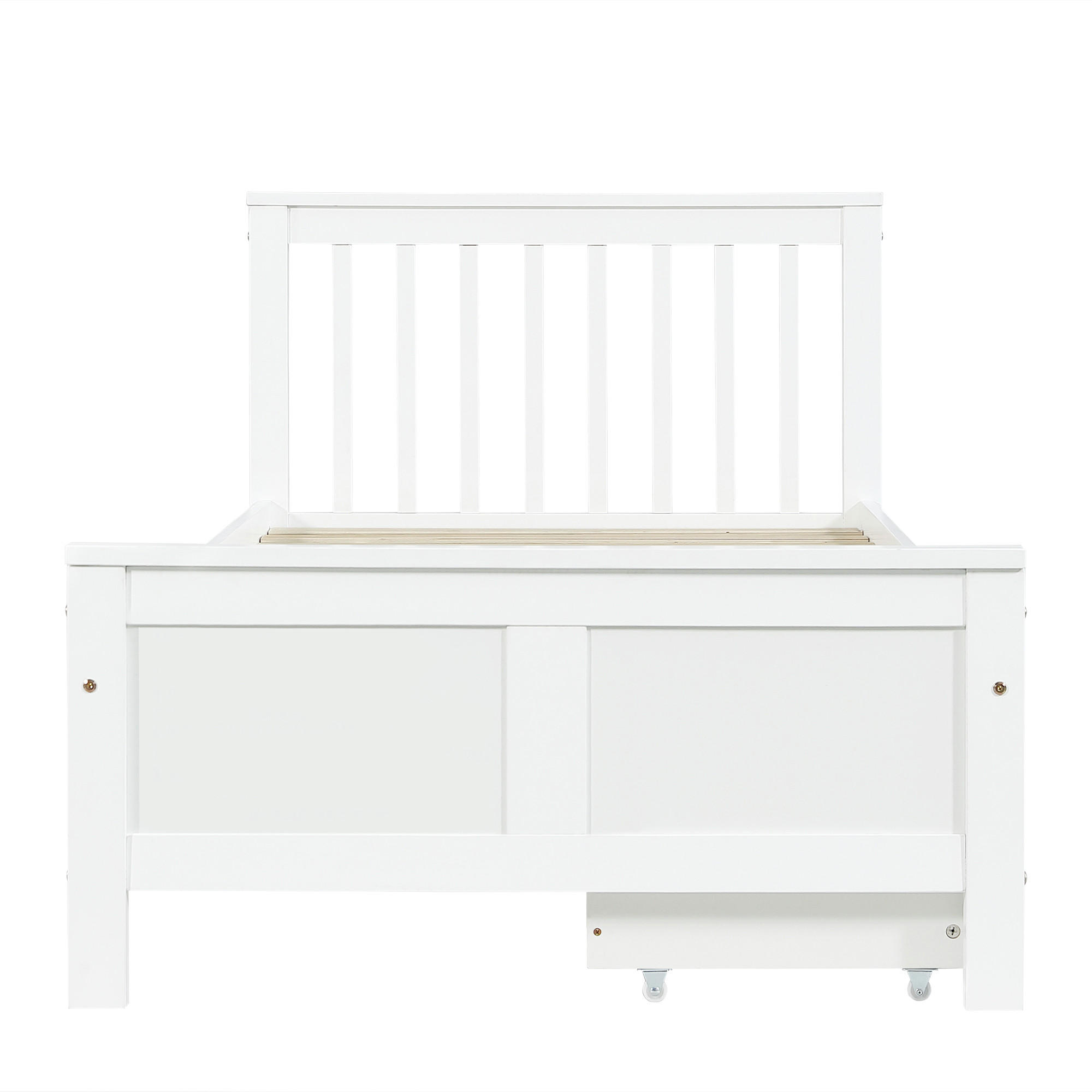 HOLZBETT 90/200 cm weiß mit Stauraum aus Kiefer - Weiß, Holz (90/200cm) - OKWISH