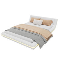 BETT 140/200 cm Weiß aus PU mit LED-Beleuchtung - Weiß, Leder (140/200cm) - OKMYHOME