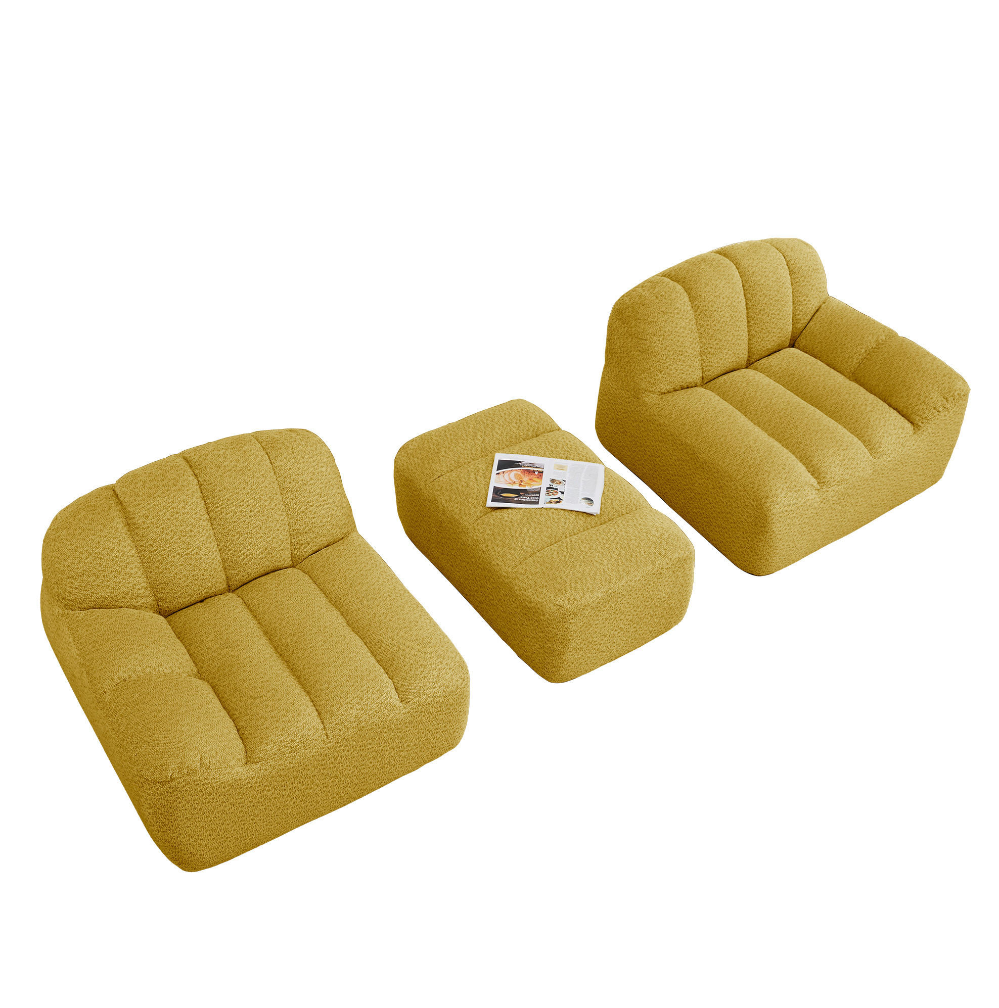 ECKSOFA 210/165/79 cm gelb aus granuliertem Fleece modular ohne Montage - Gelb, Textil (165/210cm) - OKWISH