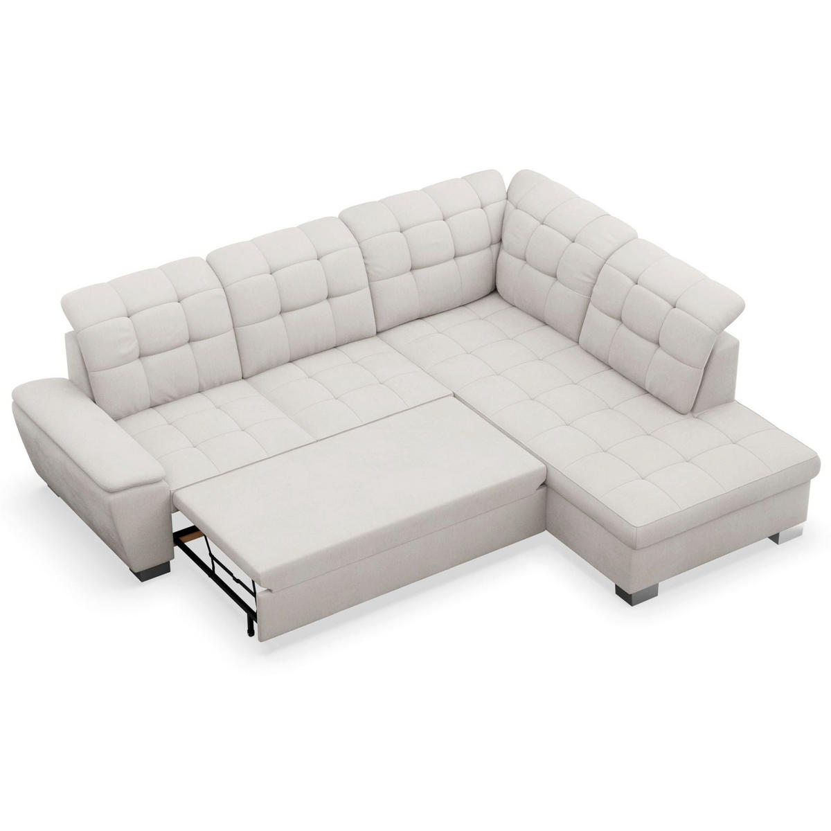 ECKSOFA Jamaal Creme rechtsseitig - Creme/Schwarz, Textil (212/258cm) - Selsey