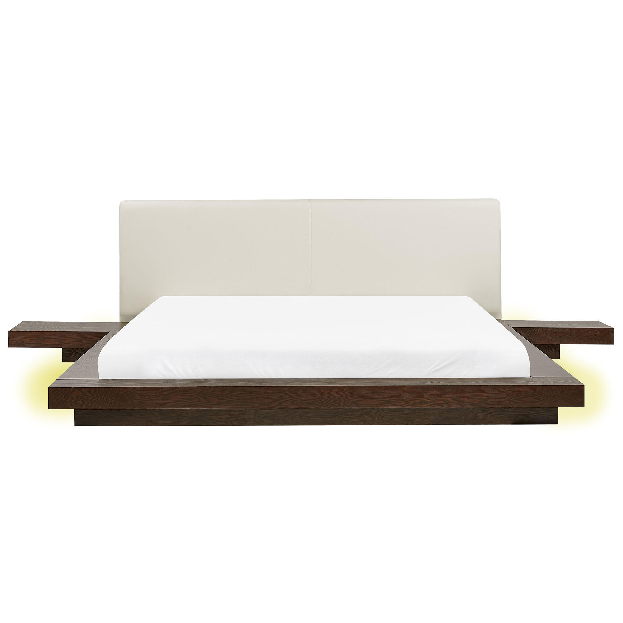 BETT mit LED 180x200 cm Dunkler Holzfarbton Zen - Dunkelbraun, Holzwerkstoff (180/200cm) - Beliani