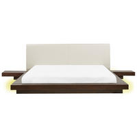 BETT mit LED 180x200 cm Dunkler Holzfarbton Zen - Dunkelbraun, Holzwerkstoff (180/200cm) - Beliani