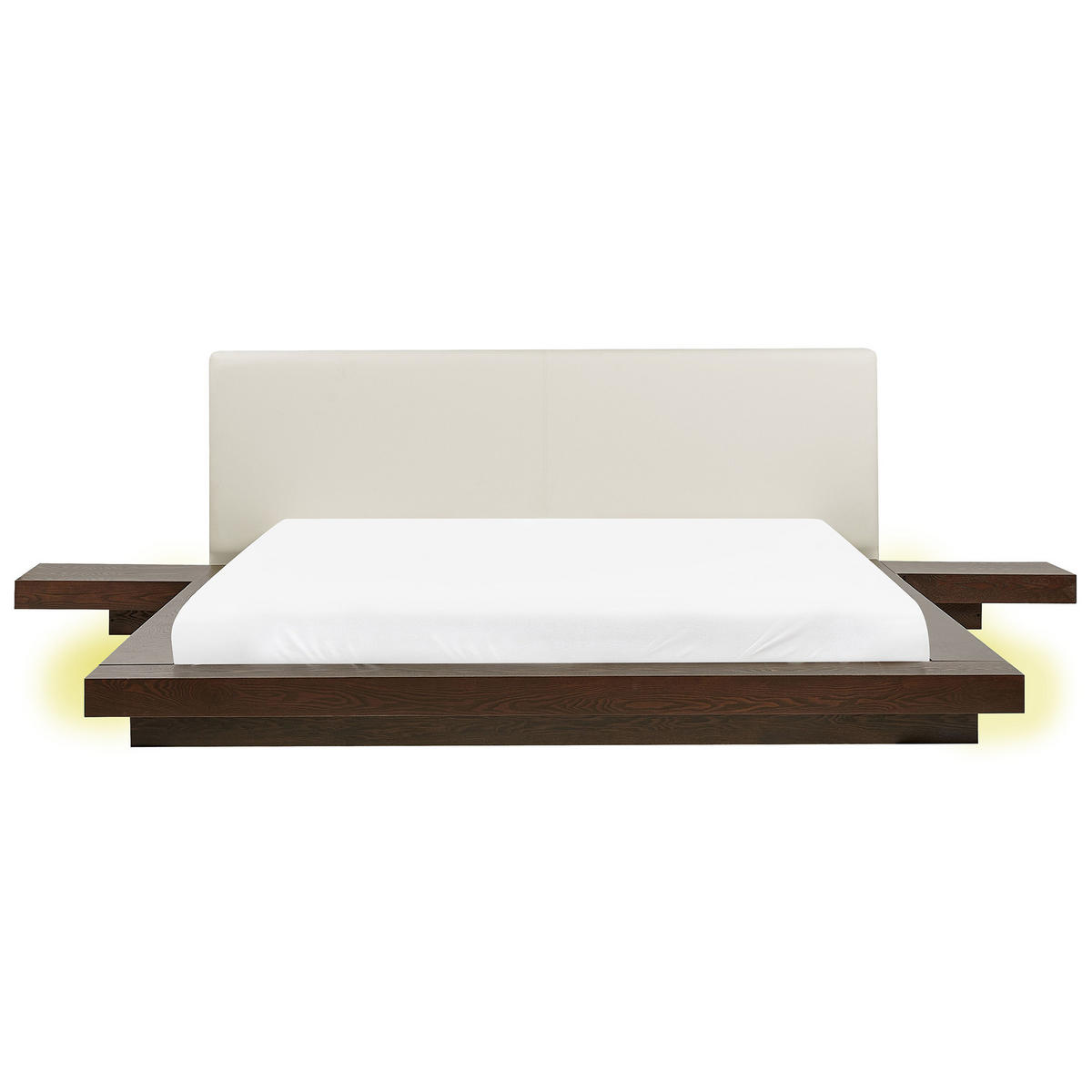 BETT mit LED 180x200 cm Dunkler Holzfarbton Zen - Dunkelbraun, Holzwerkstoff (180/200cm) - Beliani