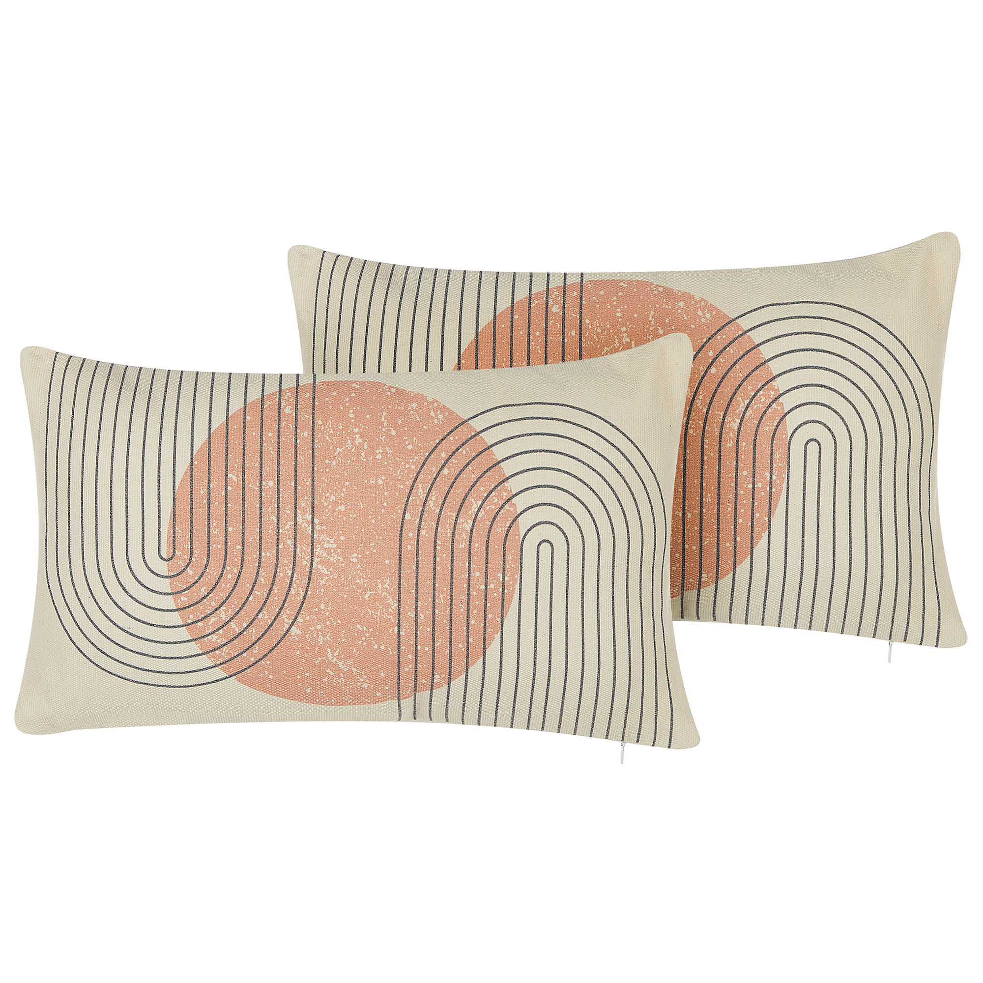 DEKOKISSEN 2er-Set Bunt 30/50 cm Gerbera - Beige/Multicolor, Naturmaterialen/Textil (30/50cm) - Beliani