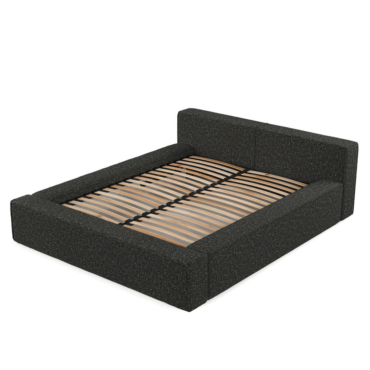 POLSTERBETT Casto mit Stauraum 200/200 cm Schwarz im Blur Stoff - Schwarz/Naturfarben, Holz/Holzwerkstoff (200/200cm) - AltaBeds