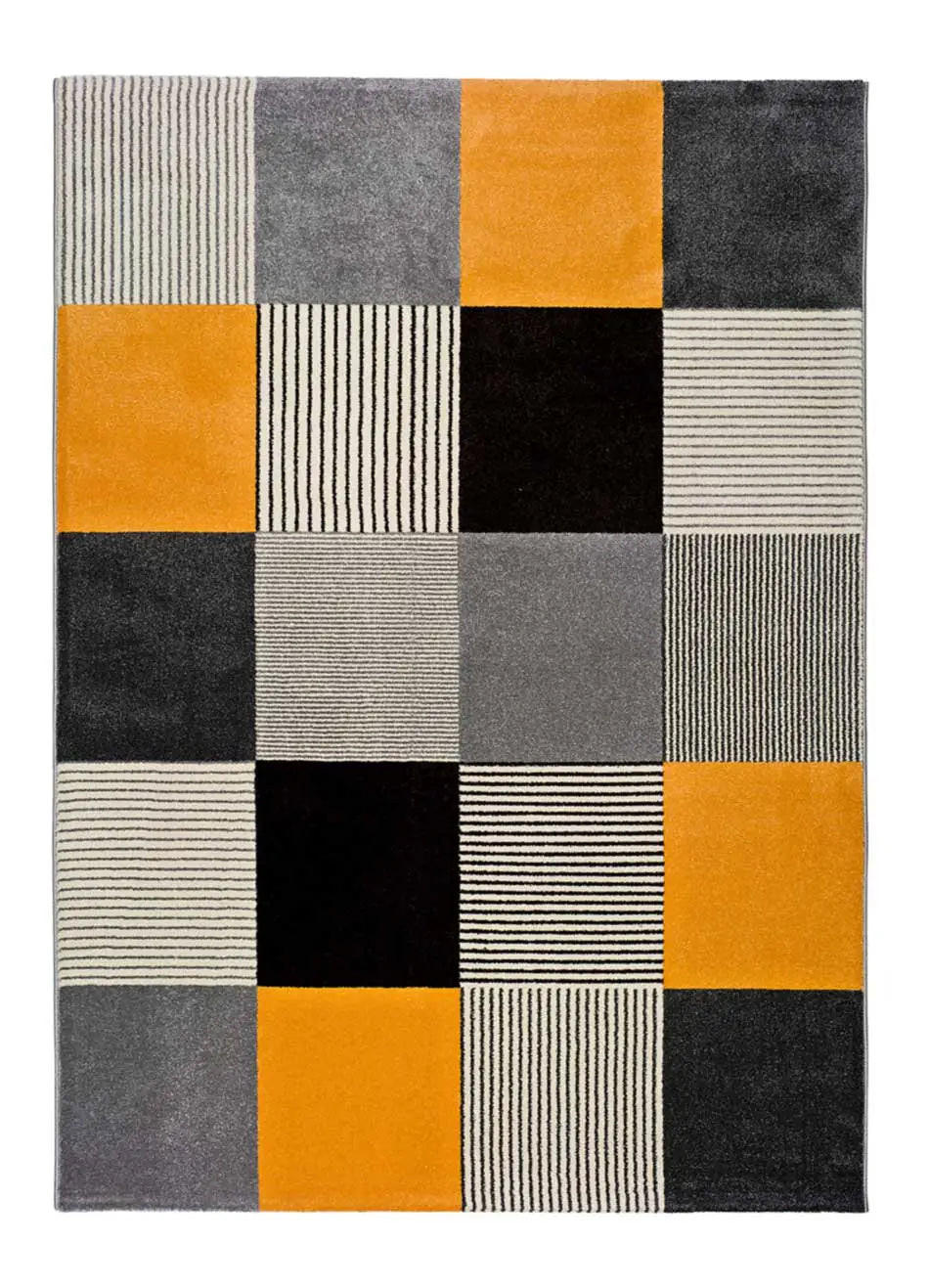 Atticgo Webteppich Grau, Dunkelgelb 80x150 cm