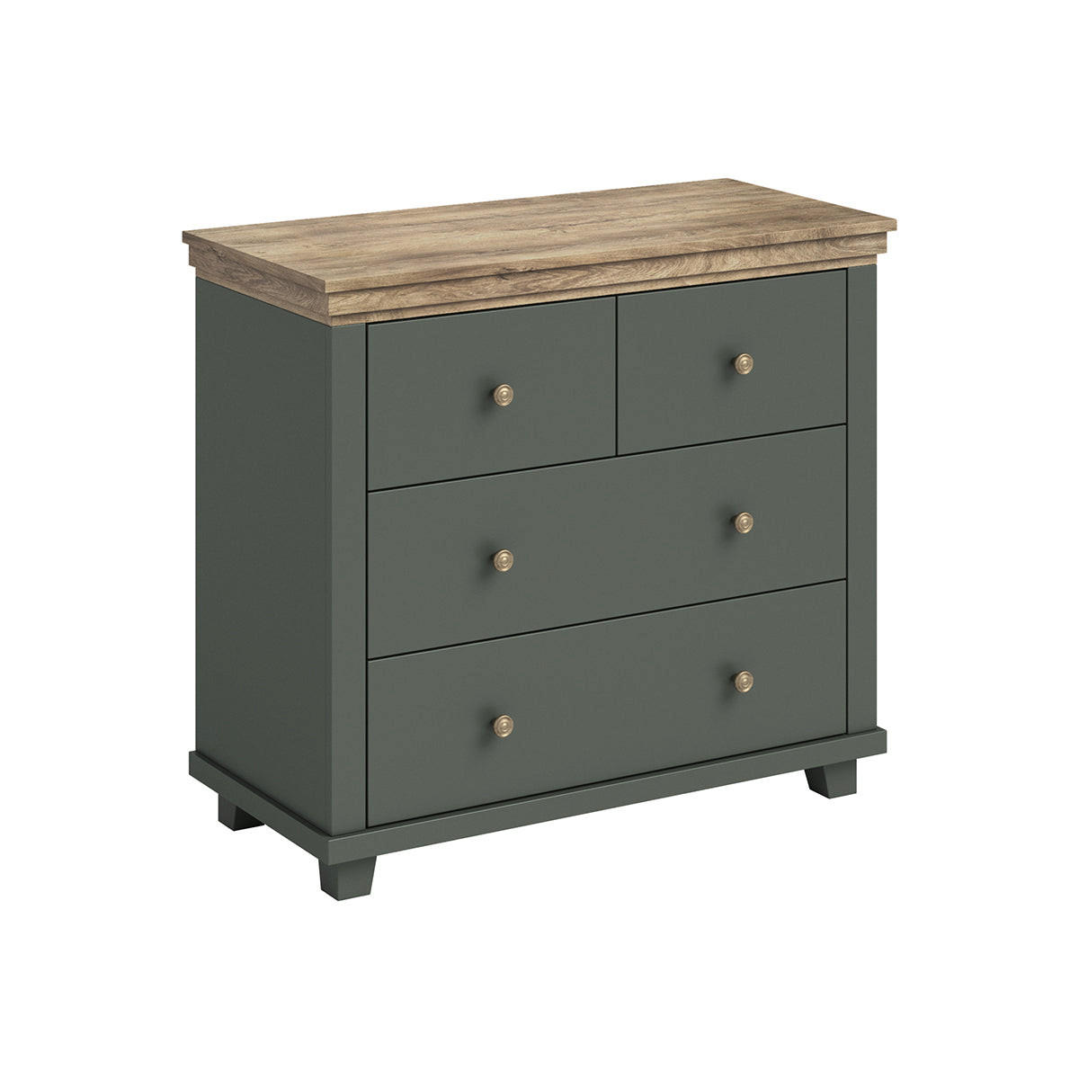 KOMMODE Martin Grün und Holz - Grün, Holzwerkstoff (90/80.5/42cm) - Petits-meubles