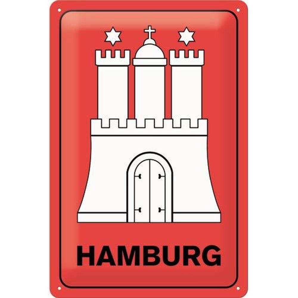 BLECHSCHILD 20/30 cm Hamburg Hamburg Wappen - Multicolor, Metall (20/30/0.2cm) - Nostalgic-Art