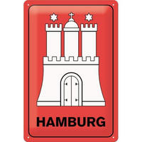 BLECHSCHILD 20/30 cm Hamburg Hamburg Wappen - Multicolor, Metall (20/30/0.2cm) - Nostalgic-Art