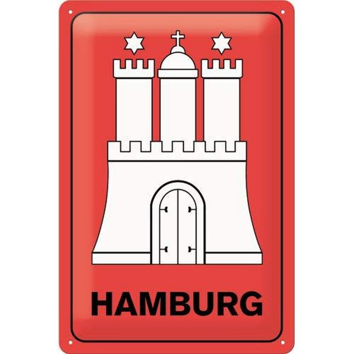 BLECHSCHILD 20/30 cm Hamburg Hamburg Wappen - Multicolor, Metall (20/30/0.2cm) - Nostalgic-Art