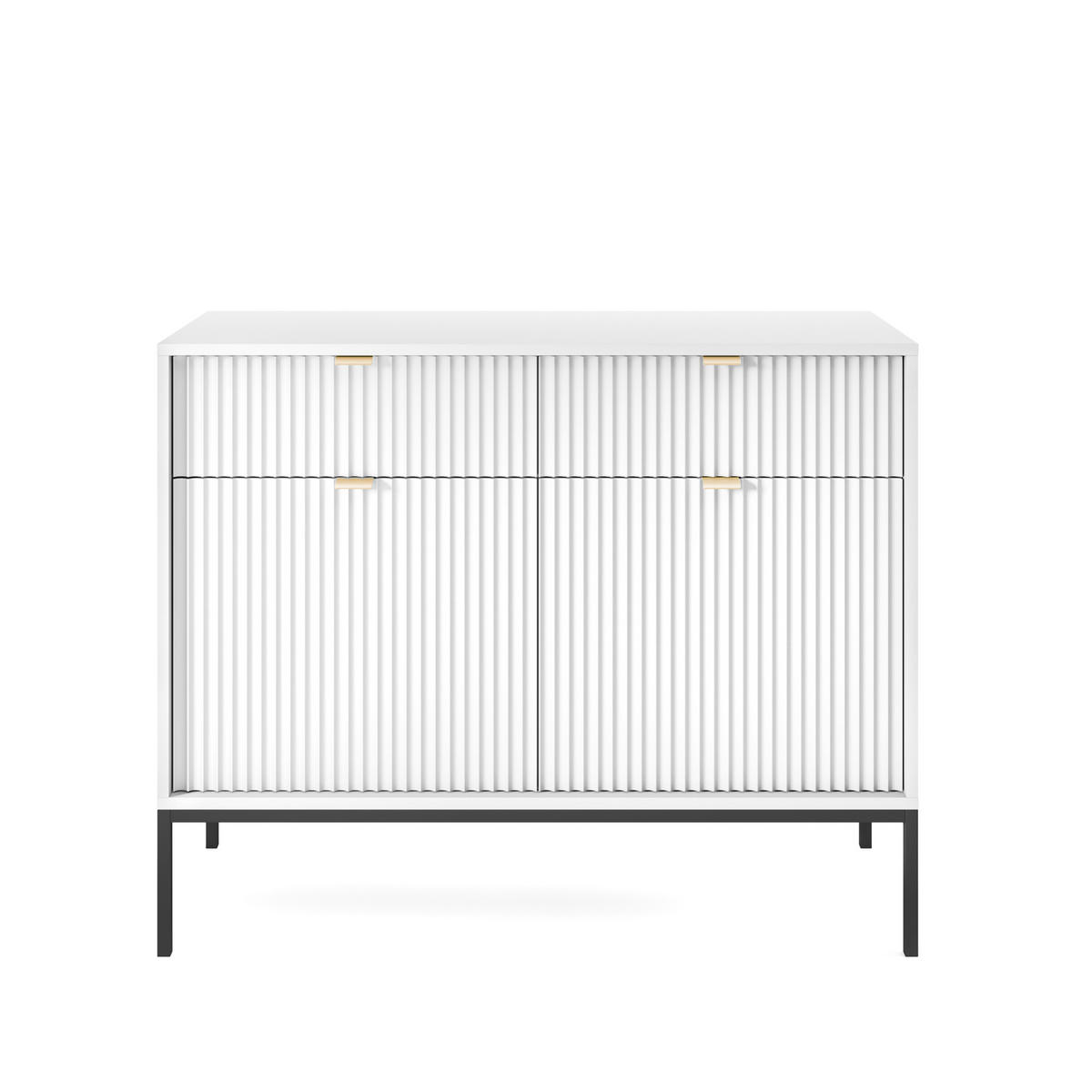 KOMMODE STELLARE 104/83/39 cm mit 2 Schubladen 2 Türen Weiß - Weiß, Holzwerkstoff (104/83/39cm) - MASSENO
