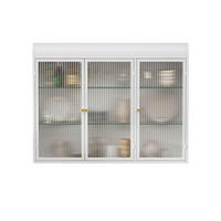 KÜCHENOBERSCHRANK 90x70 cm Weiß aus Glas & Metall Mit 3 Türen & 28kg Tragkraft - Weiß, Glas (90/70/19.5cm) - Modfu