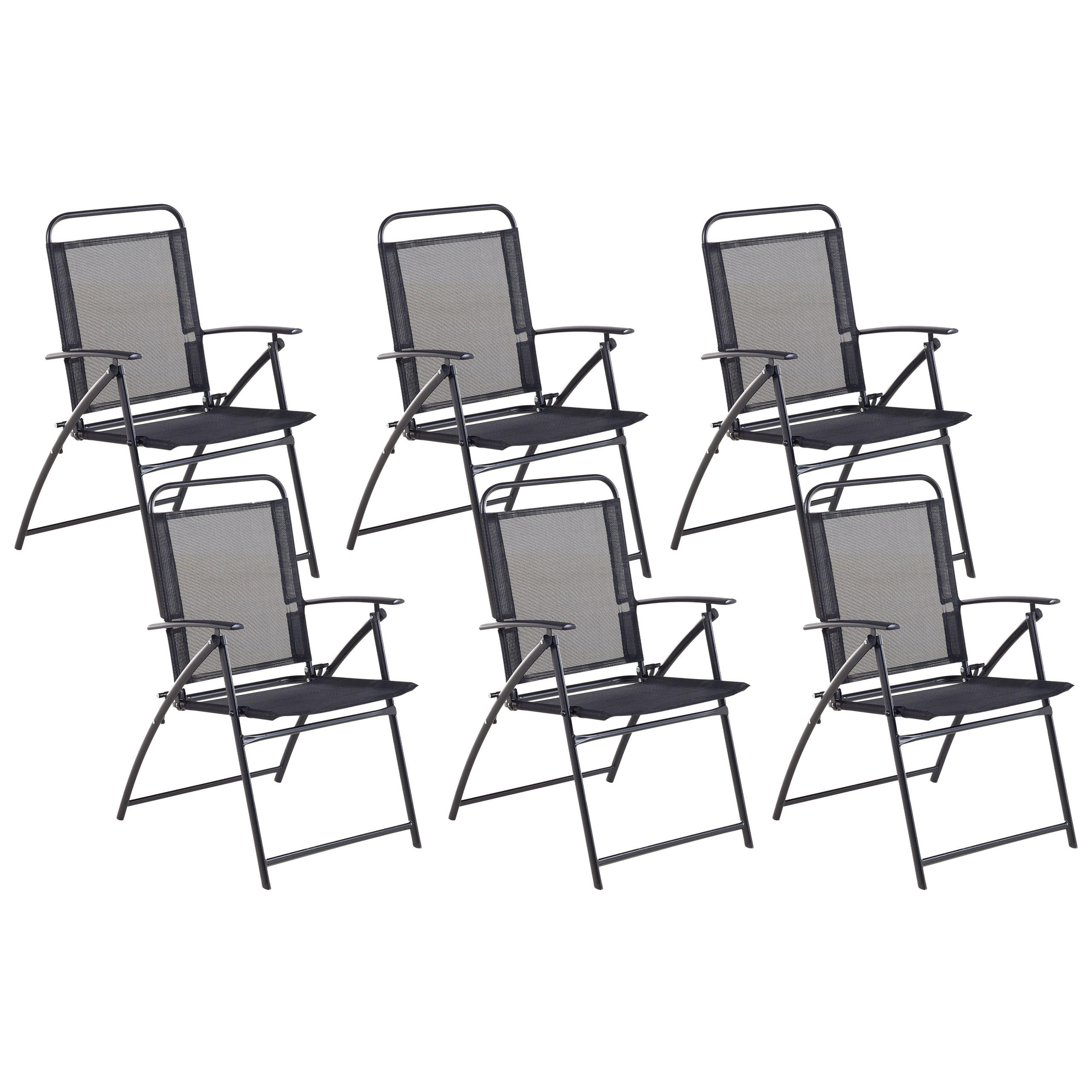 GARTENSTUHL 6er-Set Stahl schwarz Livo - Schwarz, Metall (48/90/66cm) - Beliani
