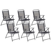GARTENSTUHL 6er-Set Stahl schwarz Livo - Schwarz, Metall (48/90/66cm) - Beliani
