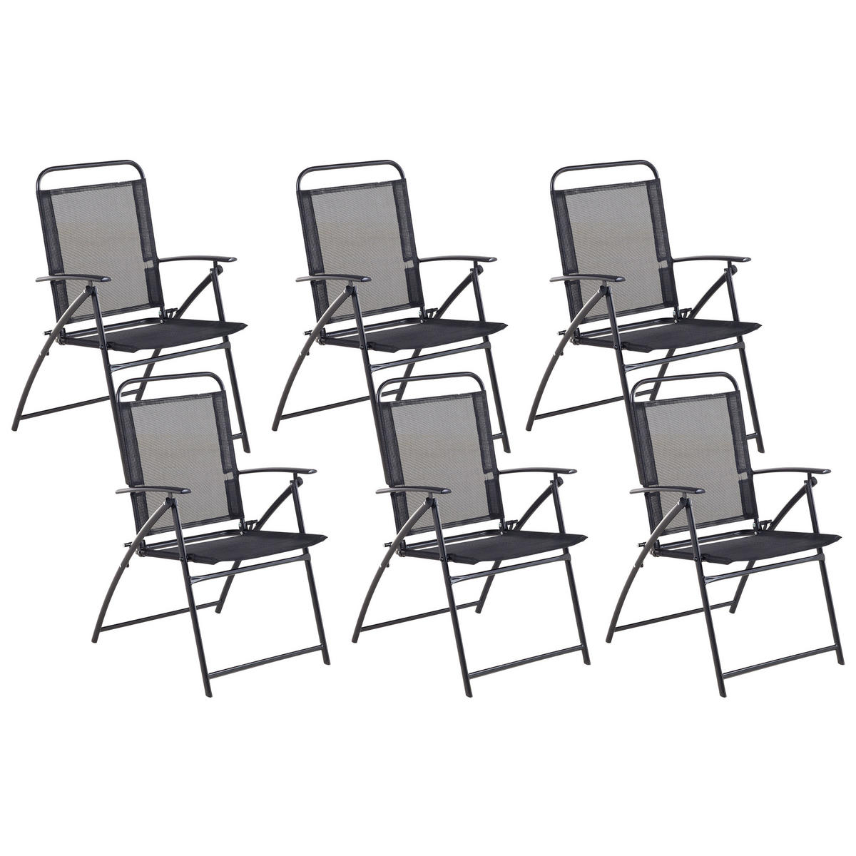 GARTENSTUHL 6er-Set Stahl schwarz Livo - Schwarz, Metall (48/90/66cm) - Beliani