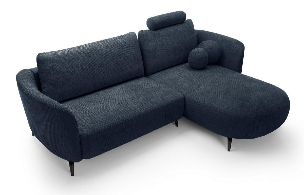 ECKSOFA auf Füßen Kendra 260 cm mit Schlaffunktion, Rechts, Dunkelblau - Dunkelblau, Holz (180/260cm) - Emporius
