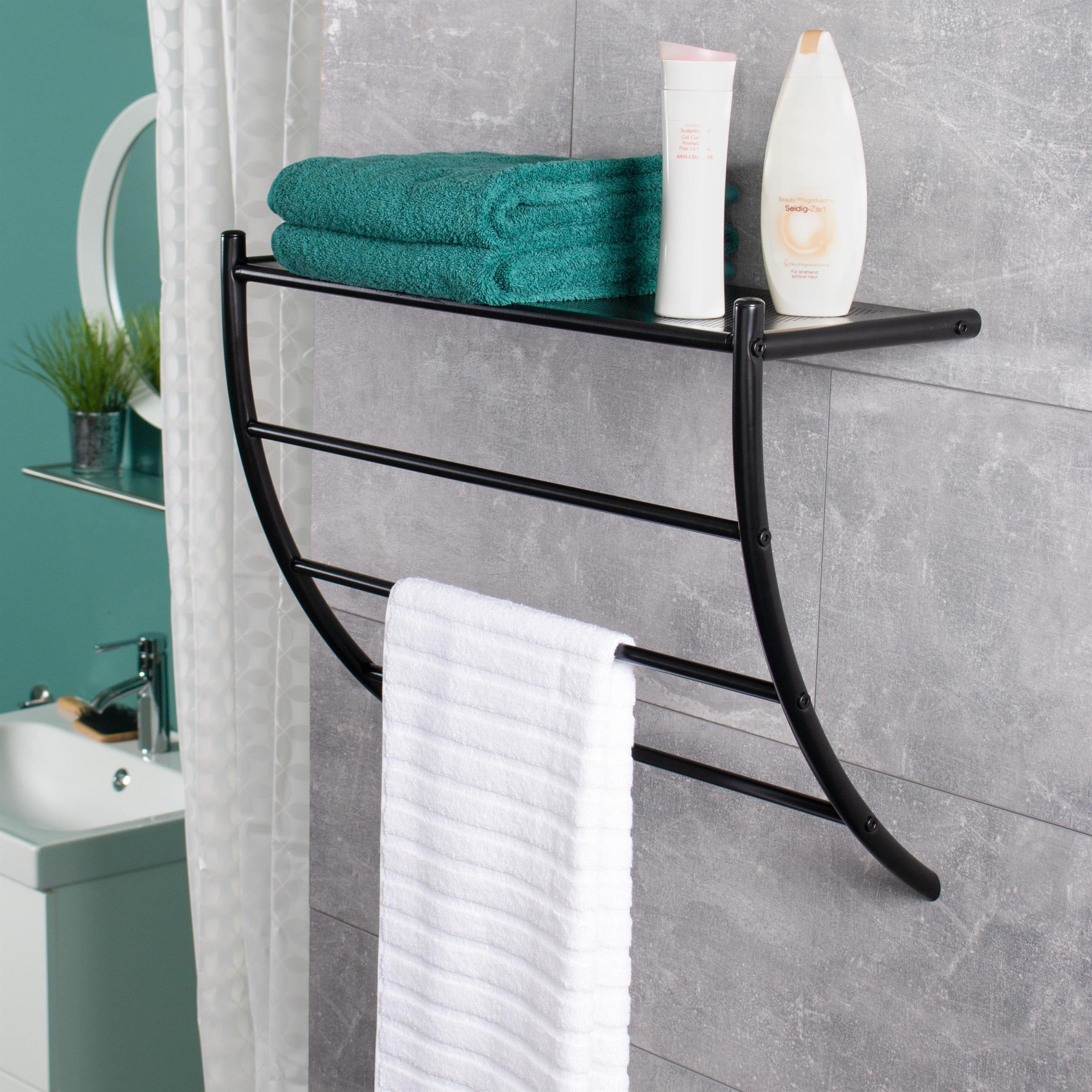 HANDTUCHHALTER, schwarz, Stahl - Schwarz, Metall (56/43.5/20.5cm) - bremermann