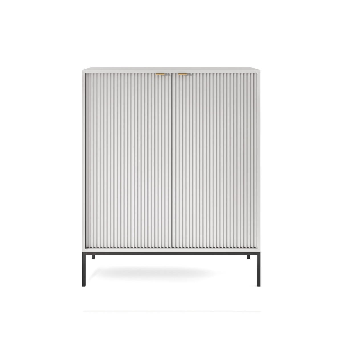 HIGHBOARD Nova Grau, Schwarze Beine - Schwarz/Grau, Holzwerkstoff/Metall (104/125/39cm) - Bettso