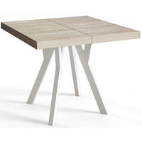 ESSZIMMERTISCH RICO, ausziehbarer Tisch120-220X120X77 cm, Farbe: SONOMA, mit Holzbeinen in Farbe Weiß - Weiß/Sonoma Eiche, Holzwerkstoff (120/120/77cm) - Alpi-Möbel