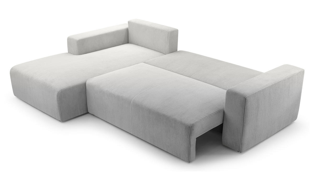 ECKSOFA L Form Catea Hellgrau 279/145/84 cm Links mit Schlaffunktion - Hellgrau/Schwarz, Kunststoff/Textil (145/279cm) - AX Living