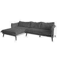 ECKSOFA QUENYA Grau Velvet - Schwarz/Grau, Textil (294/184cm) - KAWOLA