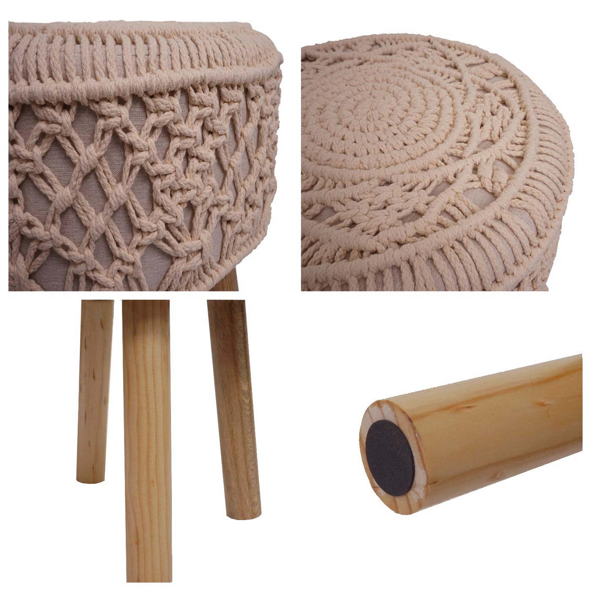 SITZHOCKER Beige - Beige, Textil (41/45/41cm) - MCW